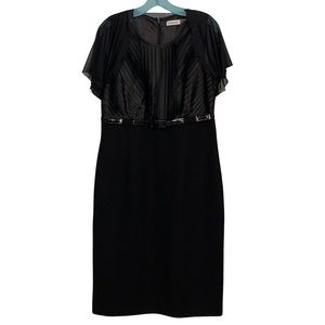 CALVIN KLEIN Mixed Media Belted Sheath Dress (12)